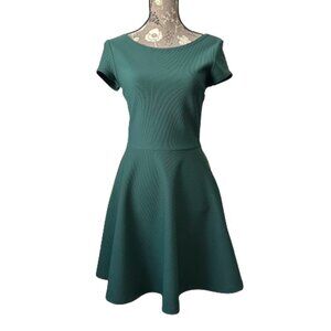 love...ady Women's Small Green Mini Fit & Flare With Short Cup Sleeves Dress